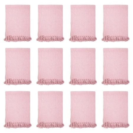 Monarch Brands Common Ground Throw Blankets, 50in x 70in, Patterned , Pink, 12PK THROW-50X70-PK-CS